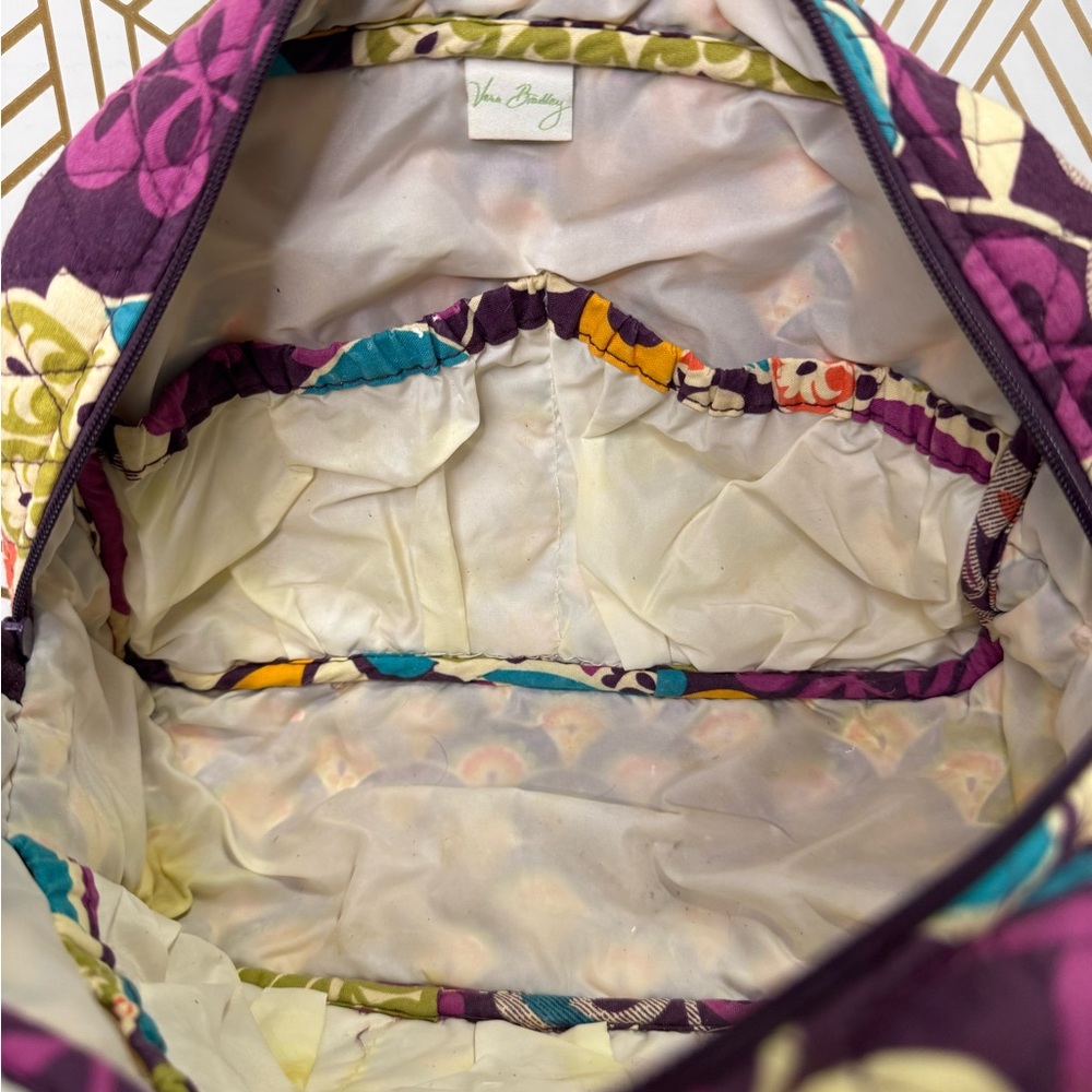 Vera Bradley Quilted Travel Cosmetic Case in Purple, Green, Teal, Yellow, Orange - Picture 5 of 8